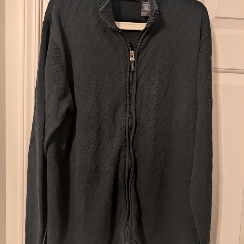 Men's DKNY Black Knit Full-Zip Cardigan Sweater